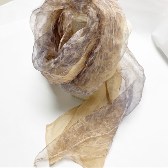 Accessories - Scarf Sheer Animal Print Tan Brown